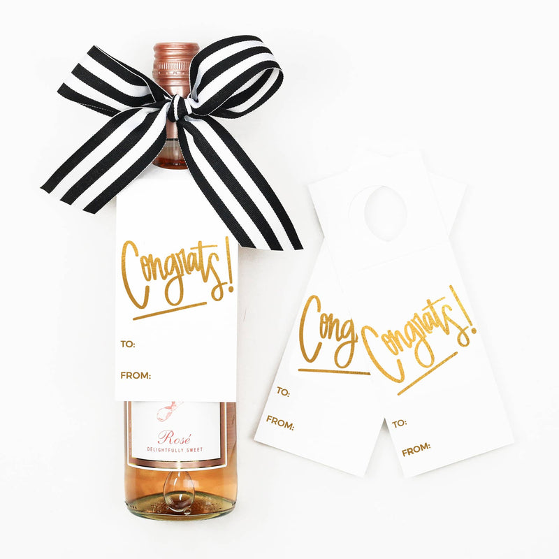 “Congrats” Wine Tag + Ribbon Gift Kit