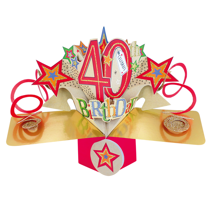 Pop Up “Happy 40th Birthday” Card - Stars