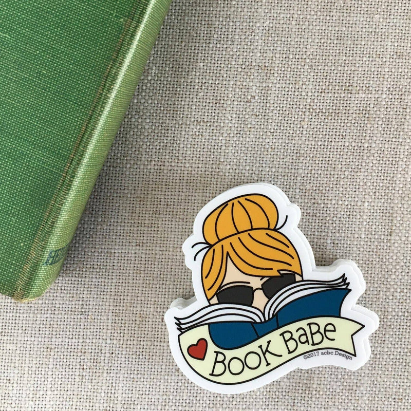 “Book Babe” Blonde Hair White Woman Vinyl Sticker