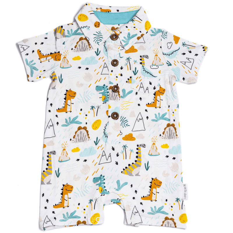 Dino Friends Polo Romper: 6-9M