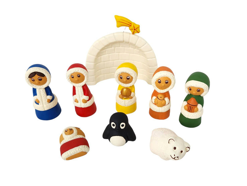 9 Piece Eskimo Ceramic Nativity Set