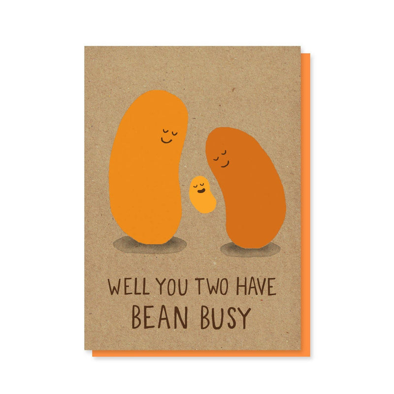 “Well You Two Have Bean Busy” 3 Beans New Baby Card