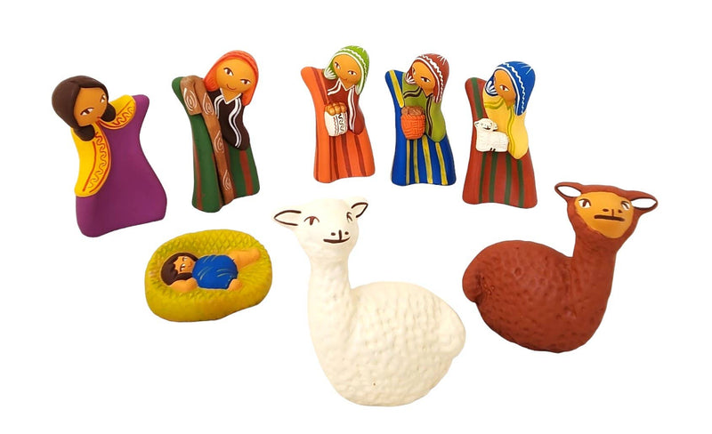 8 Piece Ceramic Andean Nativity Set
