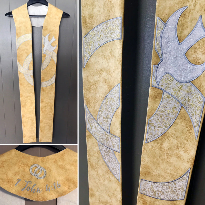 "United in Love" Gold Marriage Ceremony Clergy Stole