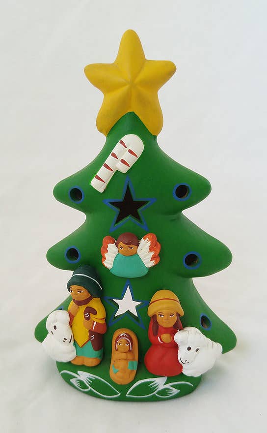 Peruvian Tea-Light Tree Nativity