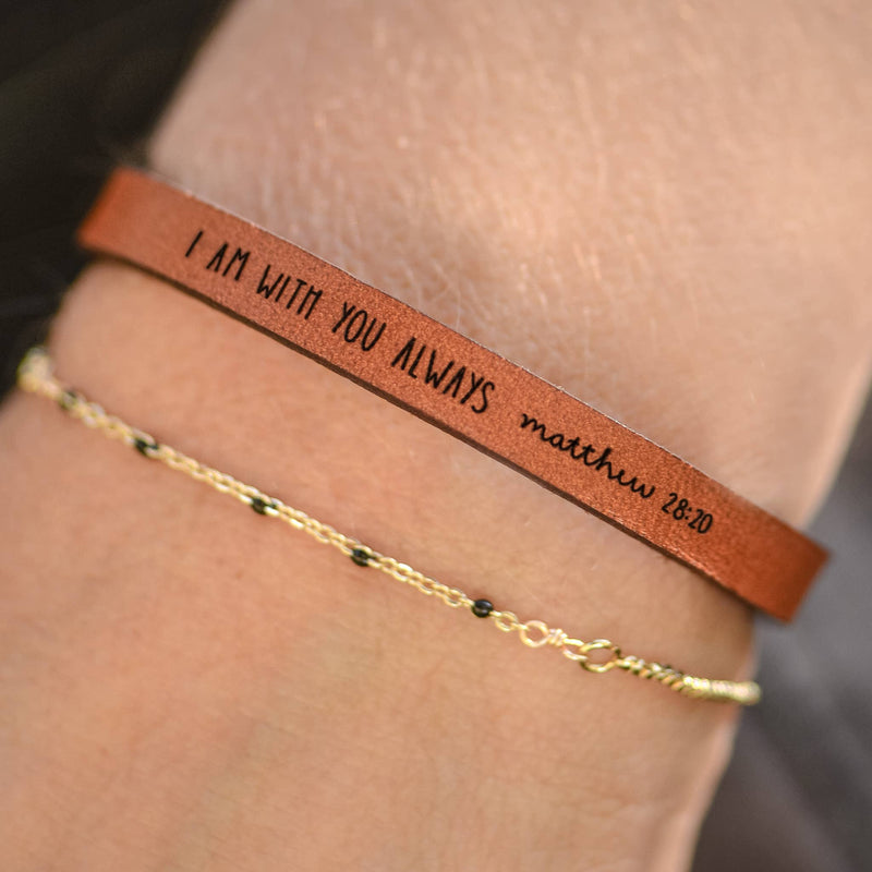 "I Am With You Always" Leather Bracelet