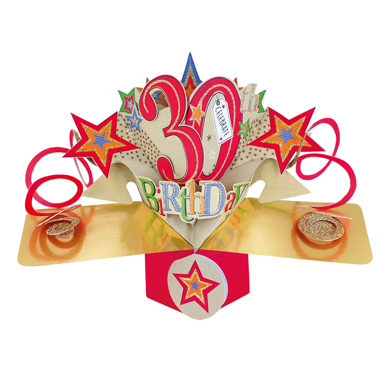 Pop Up “Happy 30th Birthday” Card - Stars