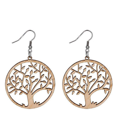 Tree Of Life Wooden Earrings