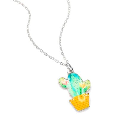 "Thrive" Potted Prickly Cactus Necklace - Light Green