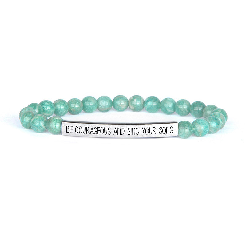 "Be Courageous" Gemstone Bar Bracelet