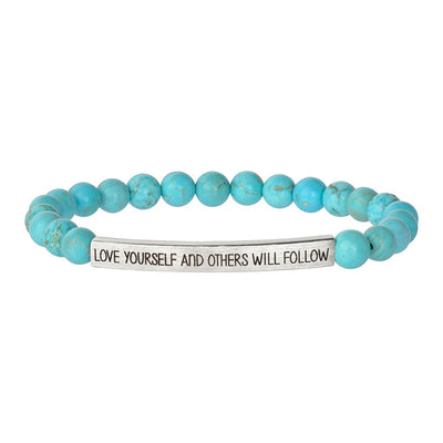 "Love Yourself" Gemstone Bar Bracelet