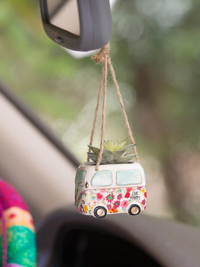 hanging succulent plants for car Natural Life Faux Succulent Car Charm Van