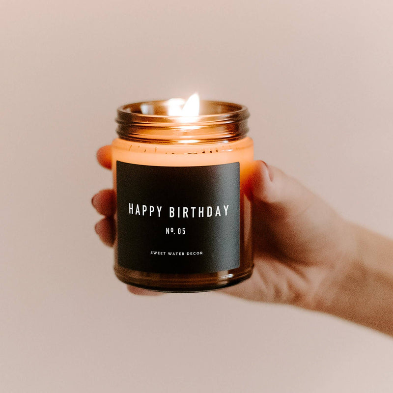 "Happy Birthday" Amber Jar Celebration Candle