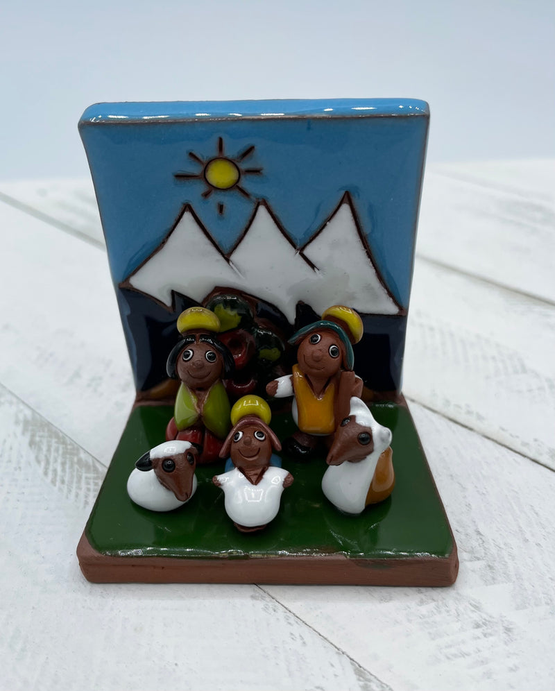 Bolivian Holy Family Nativity with Mountains