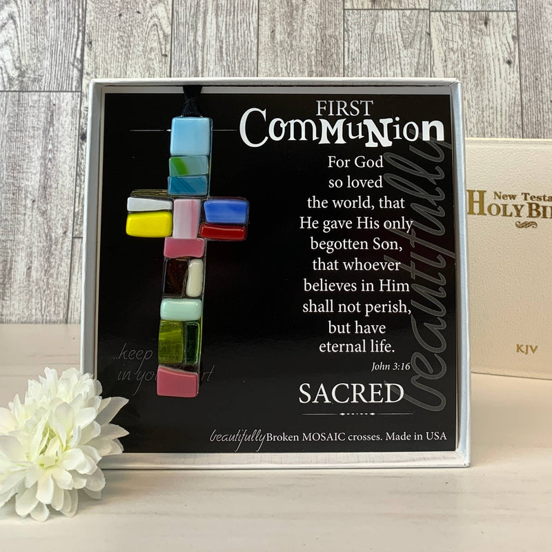 First Communion Mosaic Glass Cross