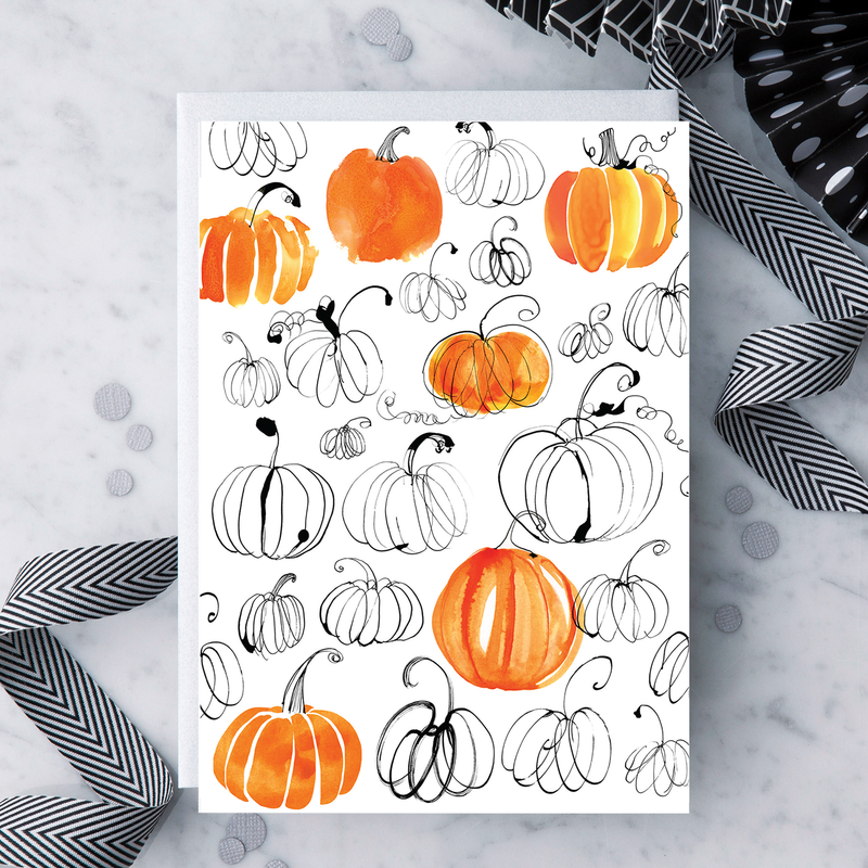 Watercolor Pumpkins Thanksgiving Day Card