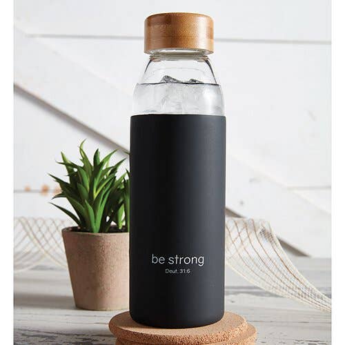 "Be Strong" Glass Water Bottle