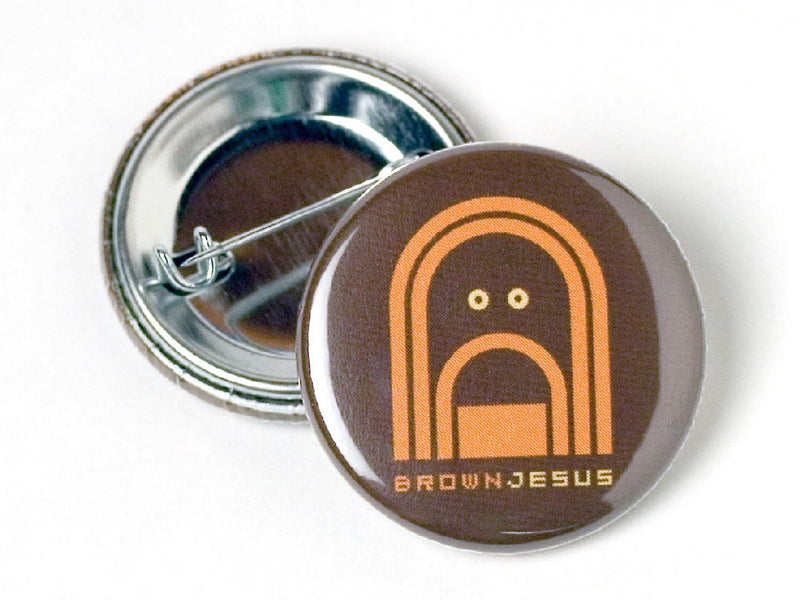 Brown Jesus Button Pin
