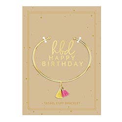 "HBD Happy Birthday" Tassel Cuff Bracelet