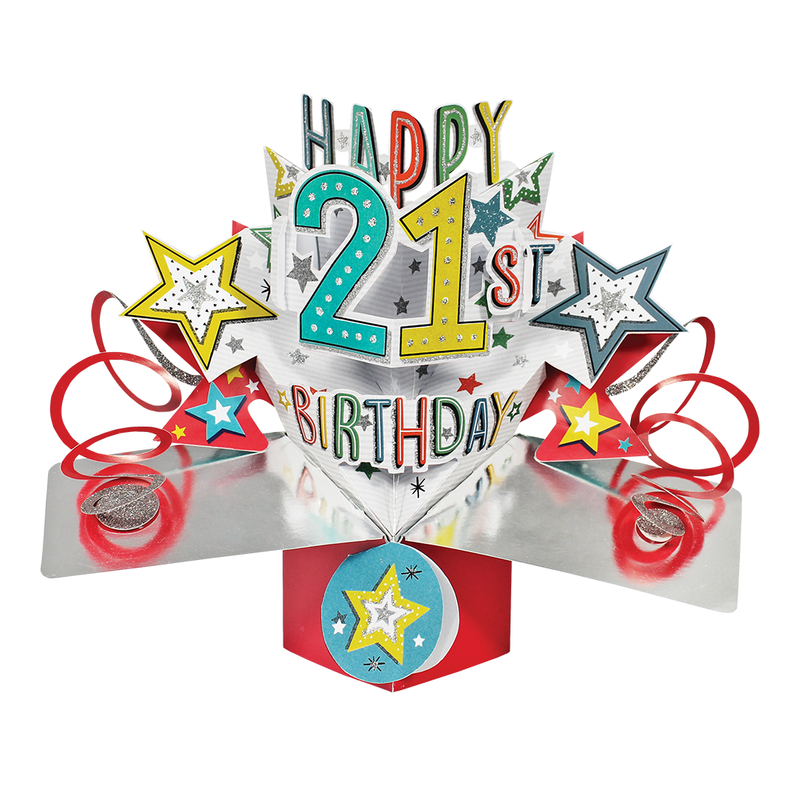 Pop Up “Happy 21st Birthday” Card - Stars