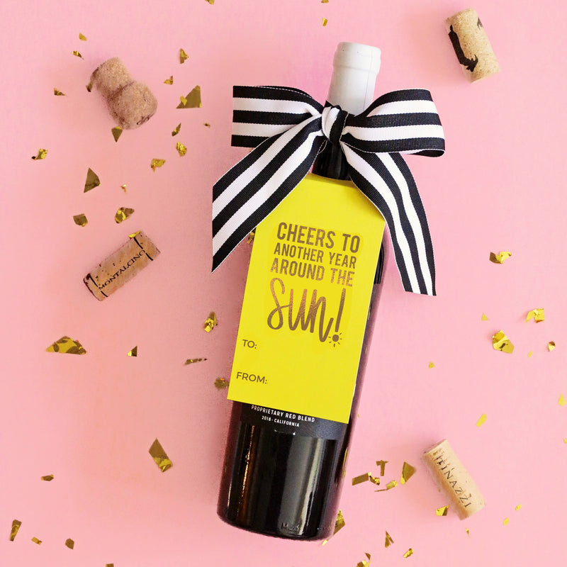 “Year Around The Sun” Wine Tag + Ribbon Gift Kit