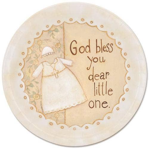 “God Bless You Dear Little One” Baptism Scripture Paper Plates - 8pk