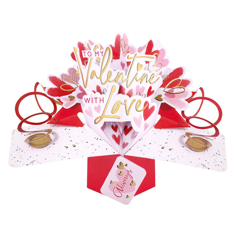 Pop Up “To My Valentine With Love” Card - Hearts