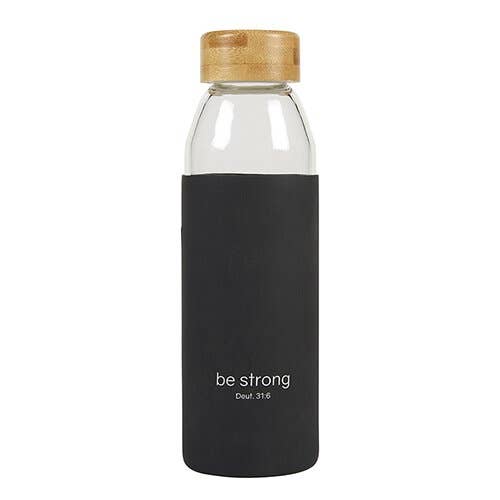 "Be Strong" Glass Water Bottle