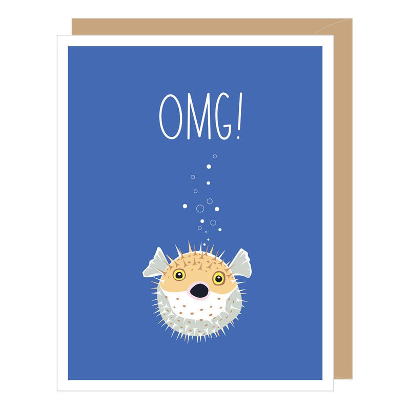 "OMG!" Blowfish Birthday Card