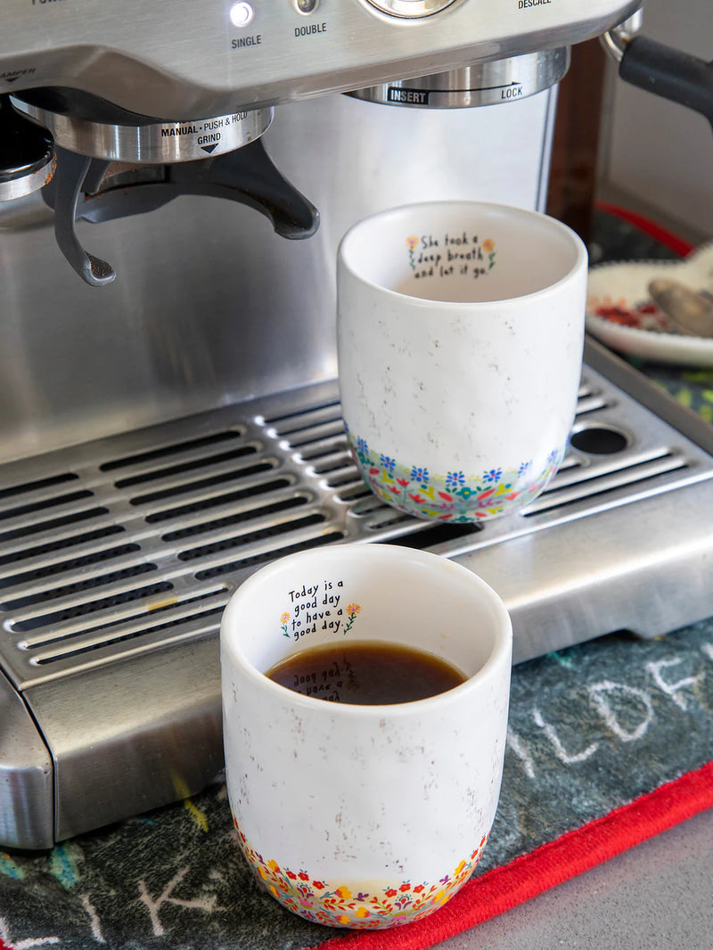"Let It Go/Good Day" Coffee Tumbler Mug Set