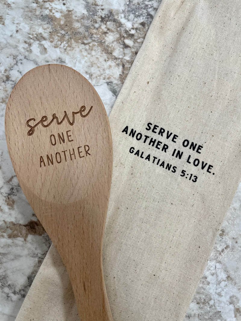 "Serve One Another" Wooden Cooking Spoon
