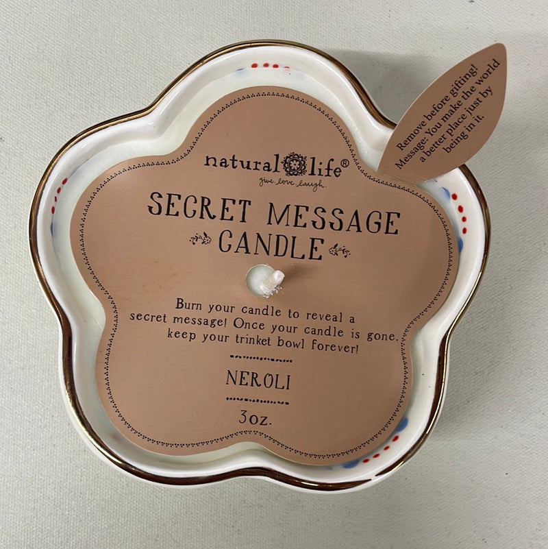"You Make The World A Better Place" Secret Message Flower Candle