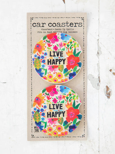"Live Happy" Car Coasters