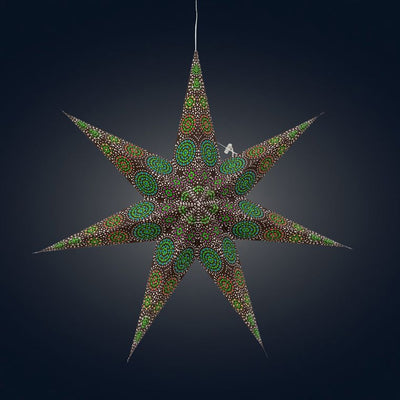 Kaleidoscope Lantern - 7 Pointer, Green/Black
