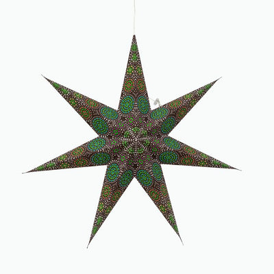 Kaleidoscope Lantern - 7 Pointer, Green/Black