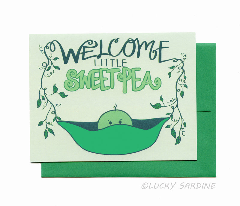 “Welcome Little Sweet Pea” New Baby Card