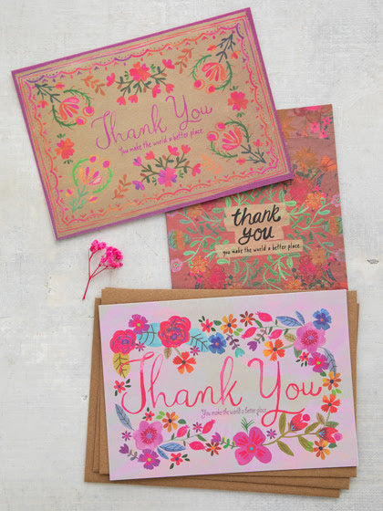 "Thank You" Floral Card Set - 3 pk