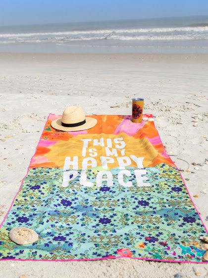 "This Is My Happy Place" Microfiber Yoga or Beach Towel